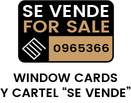 Window Cards y Cartel "Se Vende"